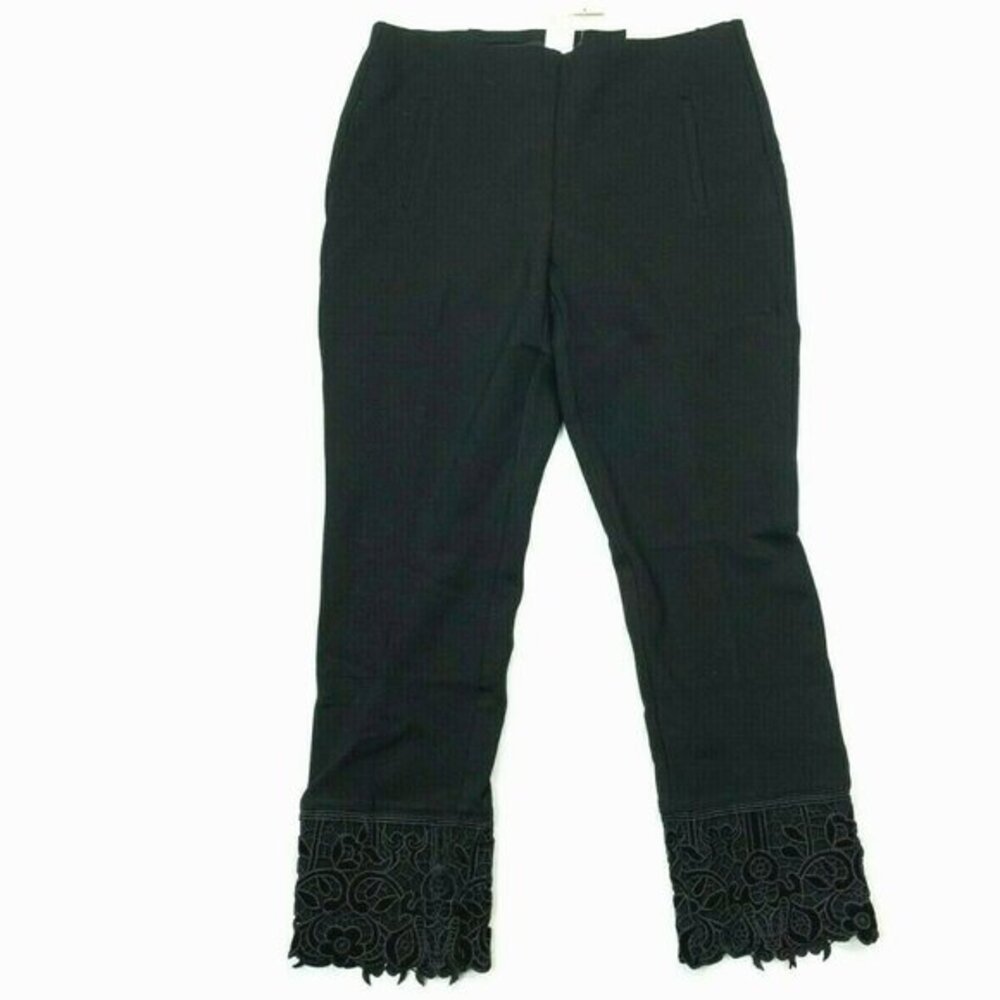 Chicos Brigitte Lace Hem Slim Ankle Pant NWT